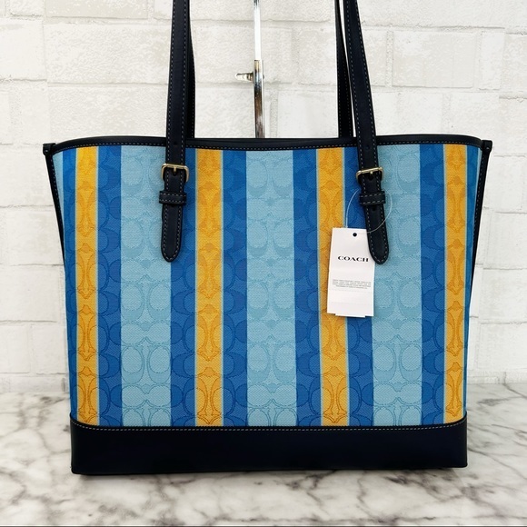 Coach Mollie Tote In Signature Jacquard With Stripes - Picture 2 of 14